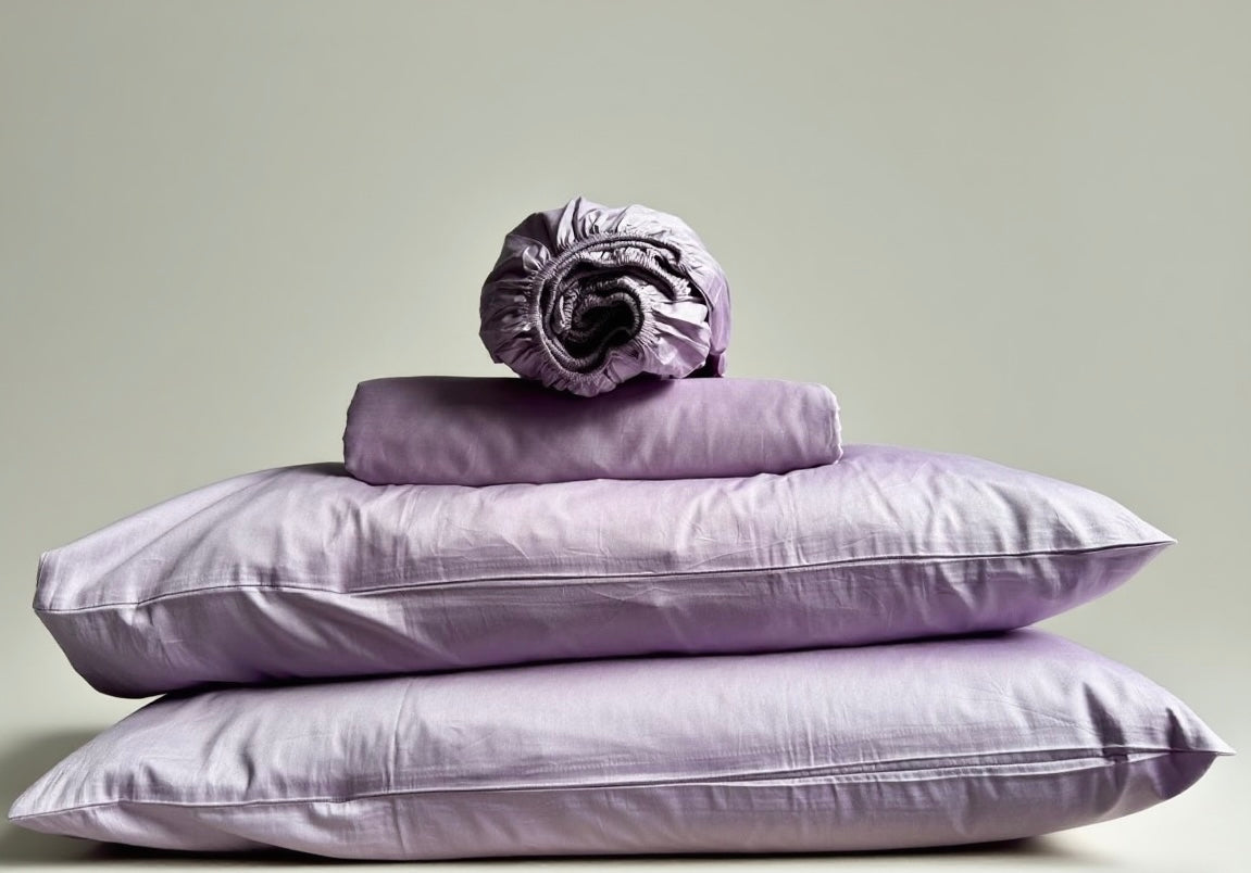 Cotton Bedding Sets - Misted Lavender - Duvet Cover + Fitted Sheet Set