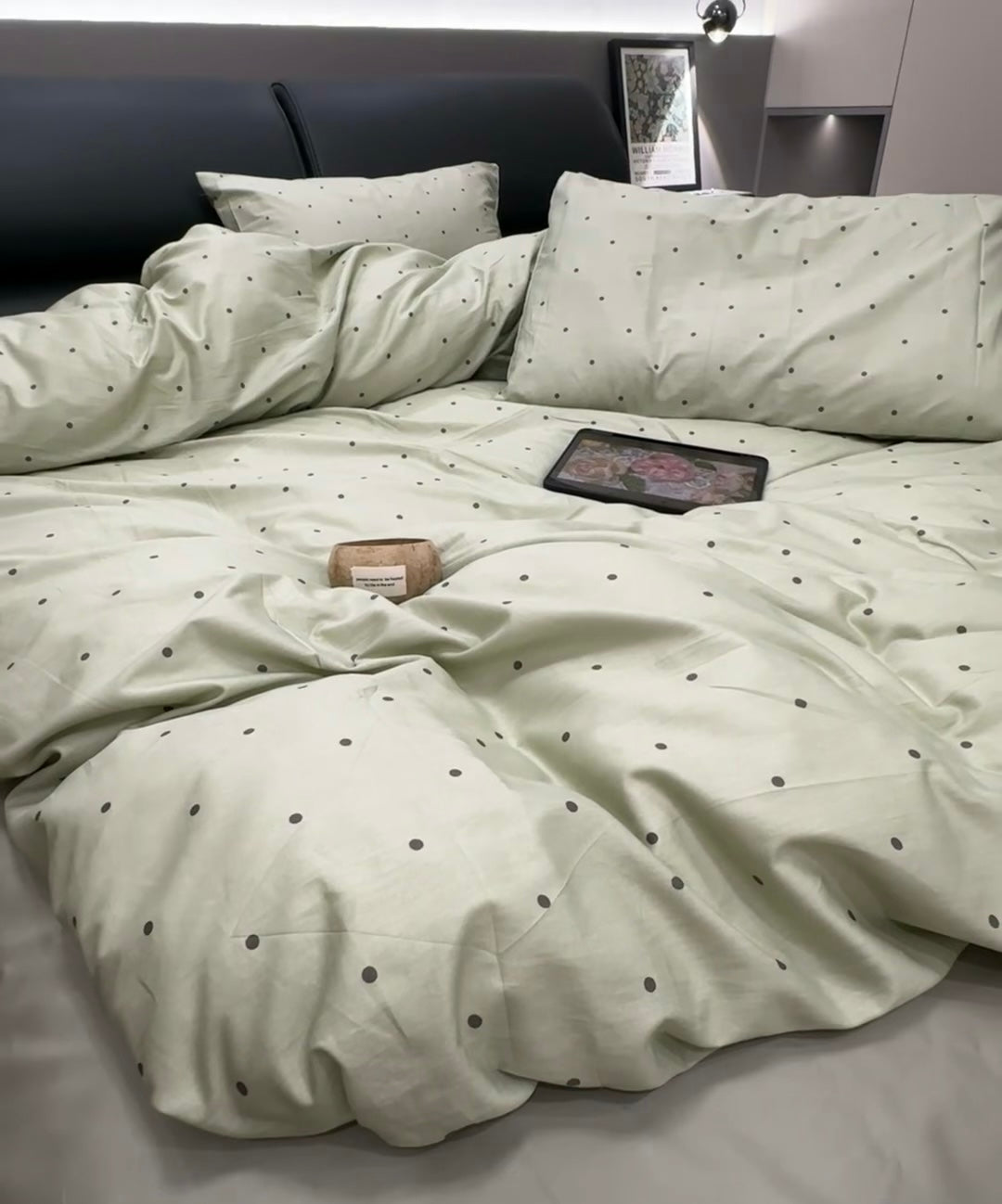 Cotton Bedding Set - Dewdrops - Duvet Cover + Fitted Sheet Set