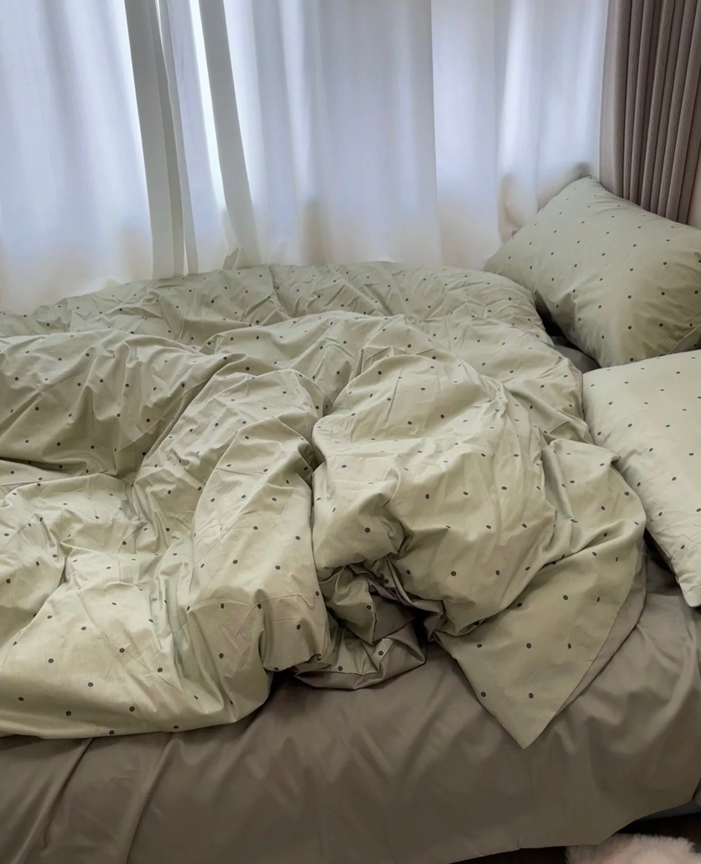 Cotton Bedding Set - Dewdrops - Duvet Cover + Fitted Sheet Set