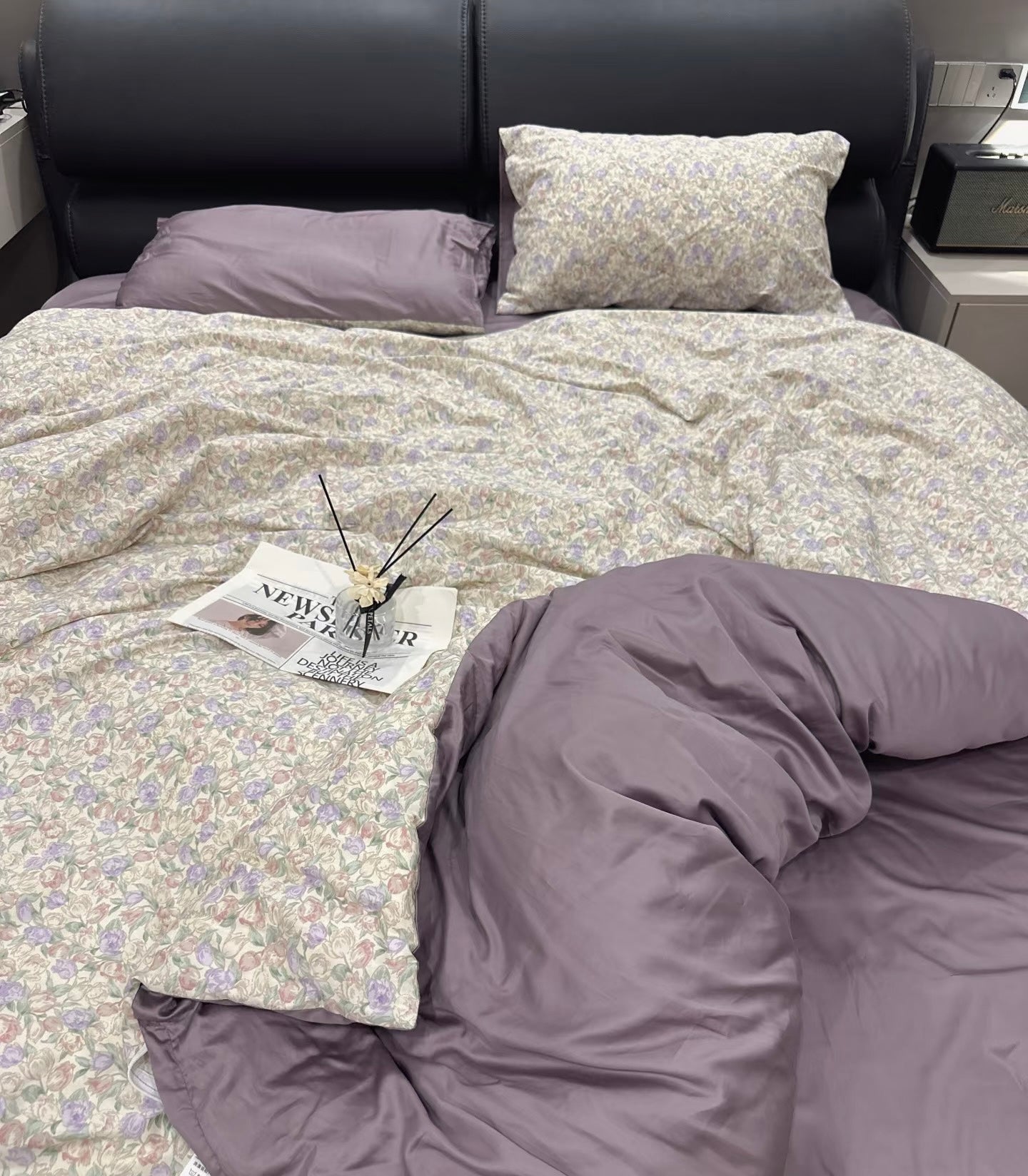 Cotton Bedding Set - Flora - Duvet Cover + Fitted Sheet Set