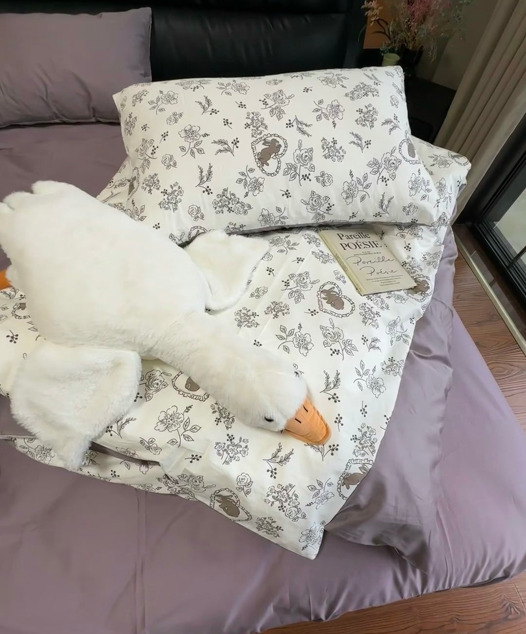 Cotton Bedding Set - Rabbit - Duvet Cover + Fitted Sheet Set