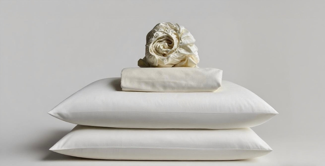 Cotton Bedding Sets - Vanilla - Duvet Cover + Fitted Sheet Set