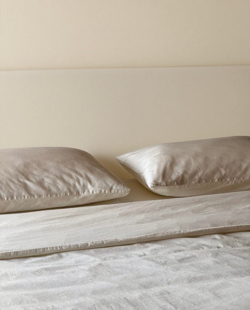 Cotton Bedding Sets - Vanilla - Duvet Cover + Fitted Sheet Set