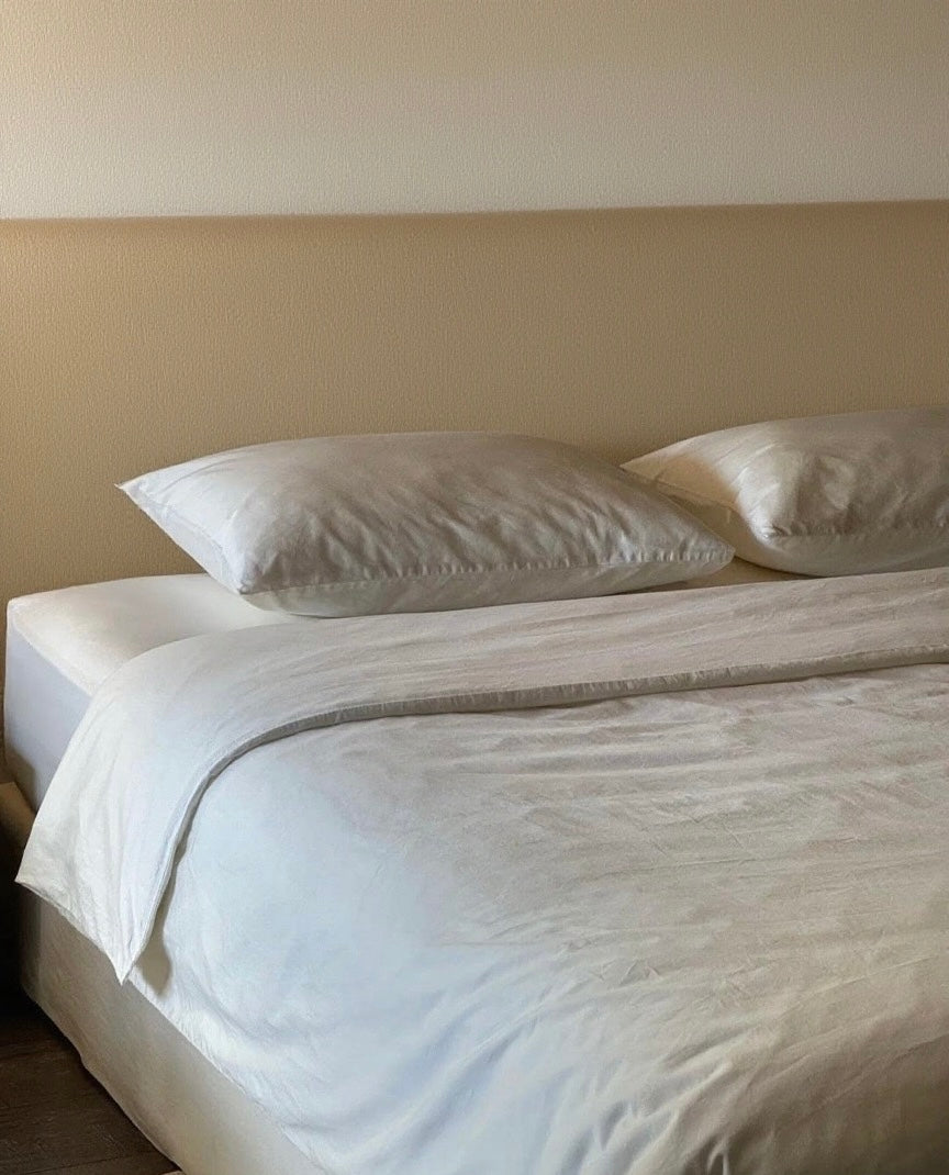 Cotton Bedding Sets - Vanilla - Duvet Cover + Fitted Sheet Set