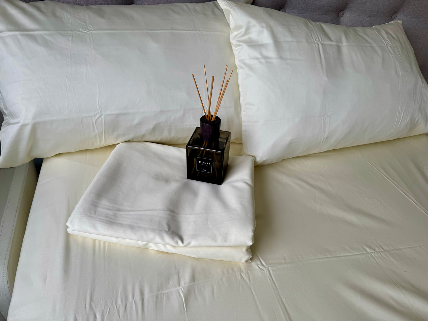 Cotton Bedding Sets - Vanilla - Duvet Cover + Fitted Sheet Set