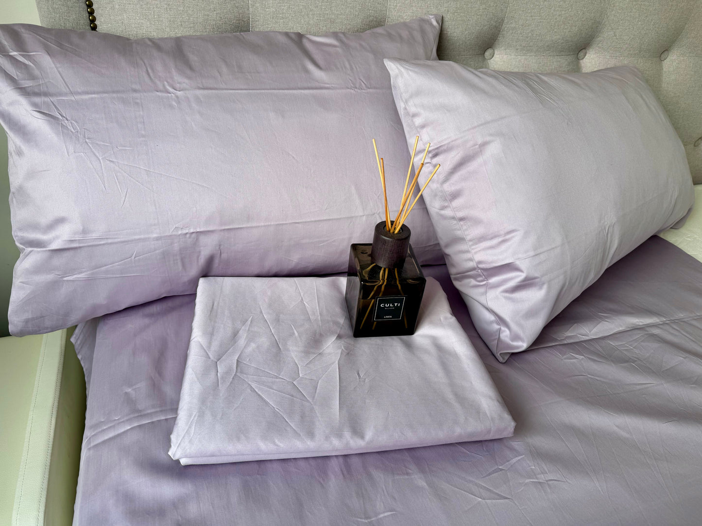 Cotton Bedding Sets - Misted Lavender - Duvet Cover + Fitted Sheet Set