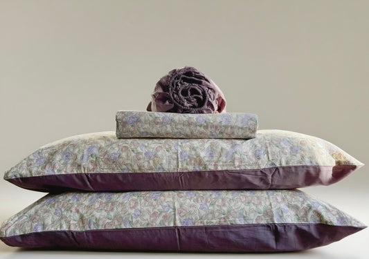 Cotton Bedding Set - Flora - Duvet Cover + Fitted Sheet Set
