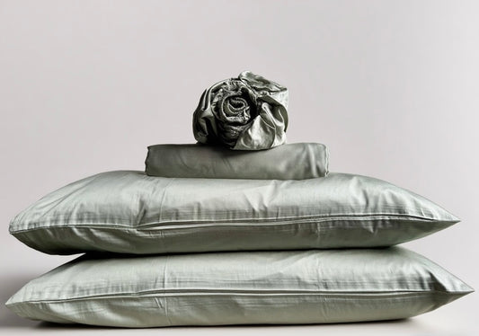 Microfiber Tencel Cotton Bedding Set - Sage - Duvet Cover + Fitted Sheet Set