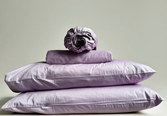 Cotton Bedding Sets - Misted Lavender - Duvet Cover + Fitted Sheet Set