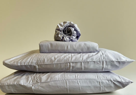 Microfiber Tencel Cotton Bedding Set - Sierra Blue Duvet Cover + Fitted Sheet Set