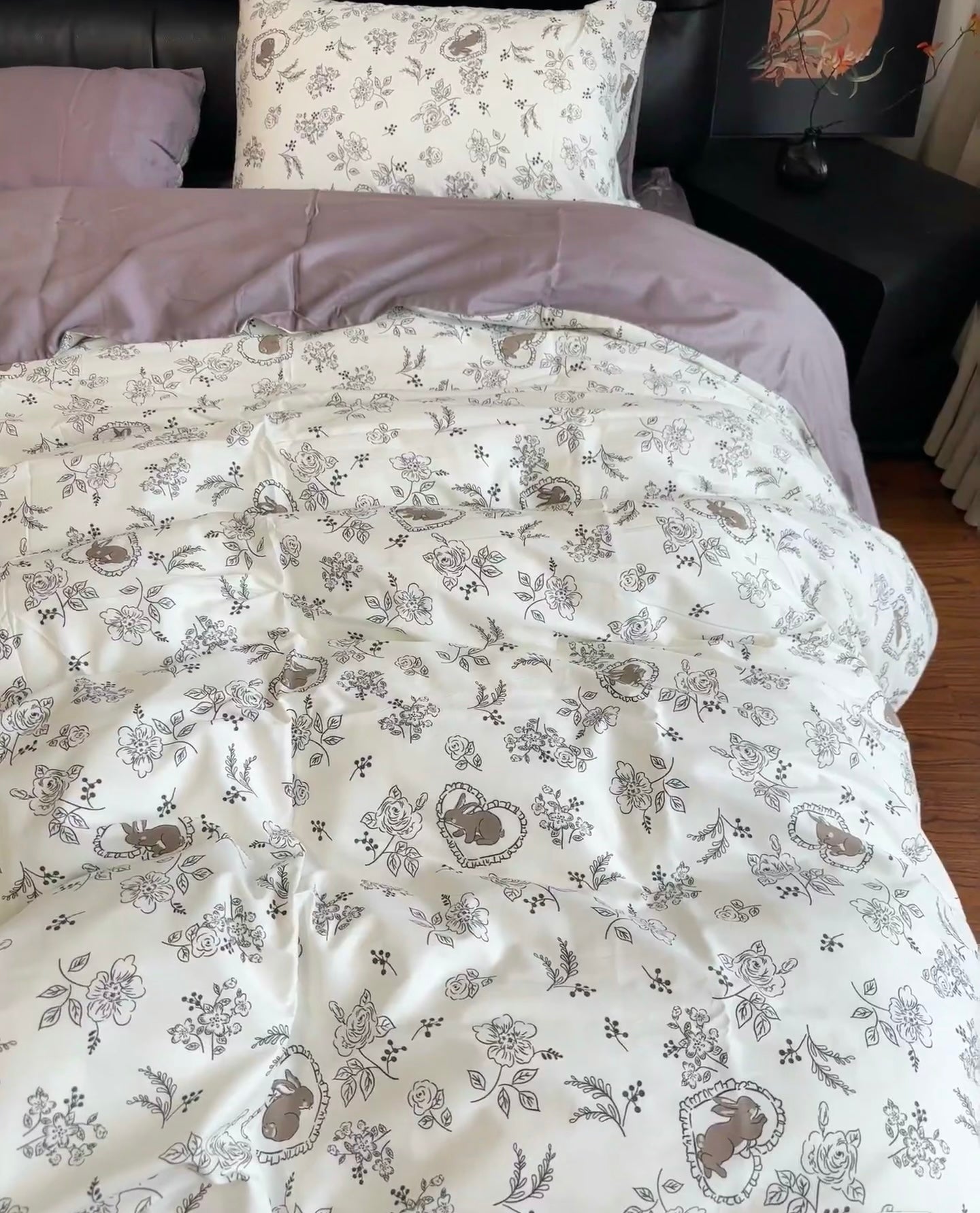 Cotton Bedding Set - Rabbit - Duvet Cover + Fitted Sheet Set