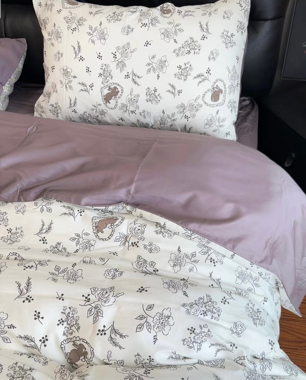 Cotton Bedding Set - Rabbit - Duvet Cover + Fitted Sheet Set