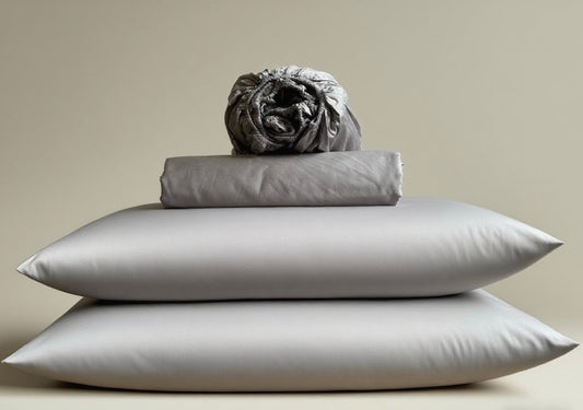 Cotton Bedding Sets - Natural Titanium - Duvet Cover + Fitted Sheet Set