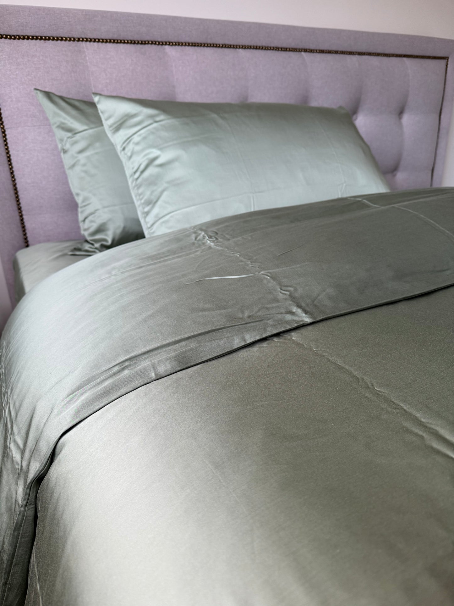 Microfiber Tencel Cotton Bedding Set - Sage - Duvet Cover + Fitted Sheet Set