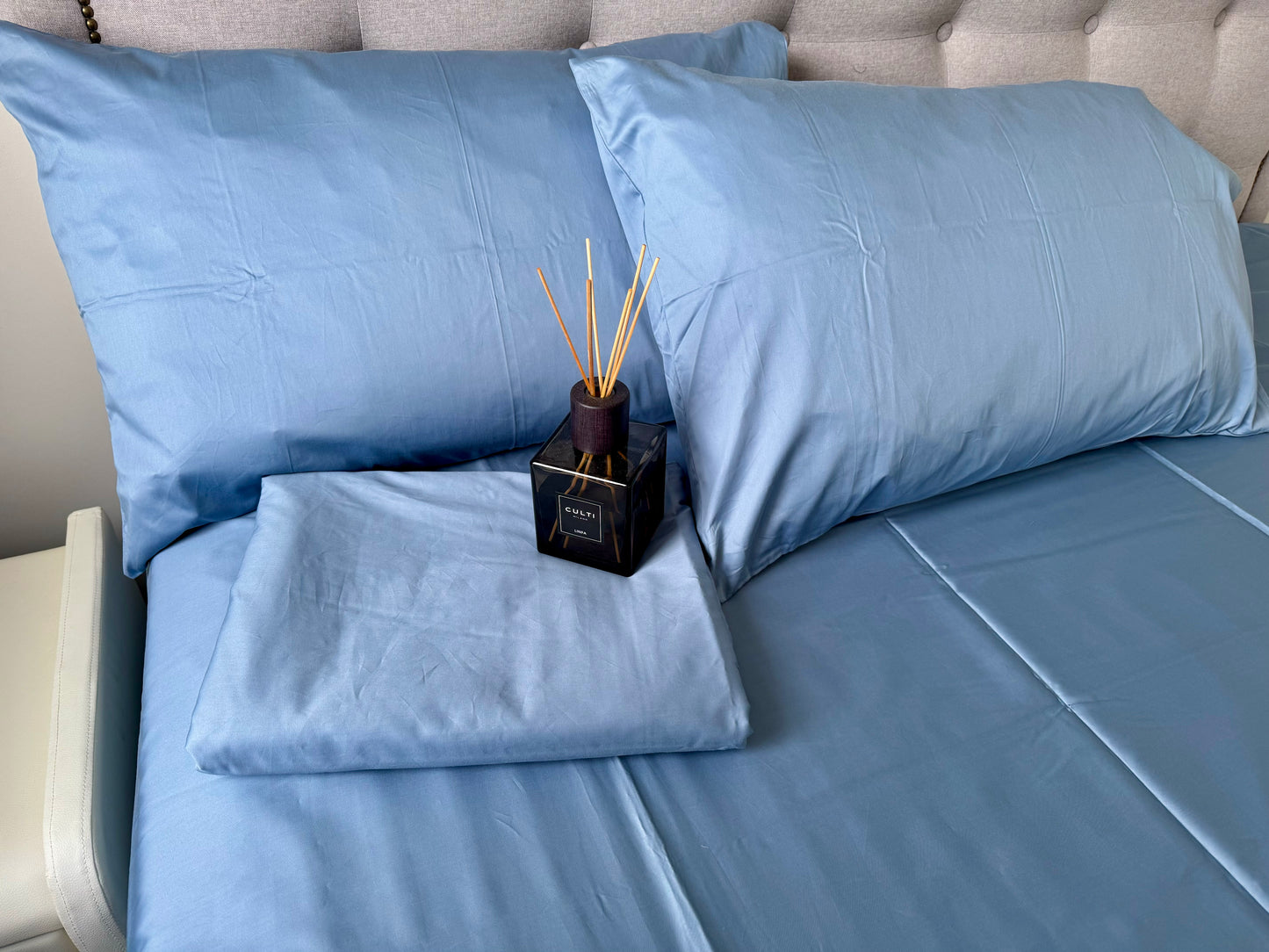 Cotton Bedding Sets - Sky Blue - Duvet Cover + Fitted Sheet Set