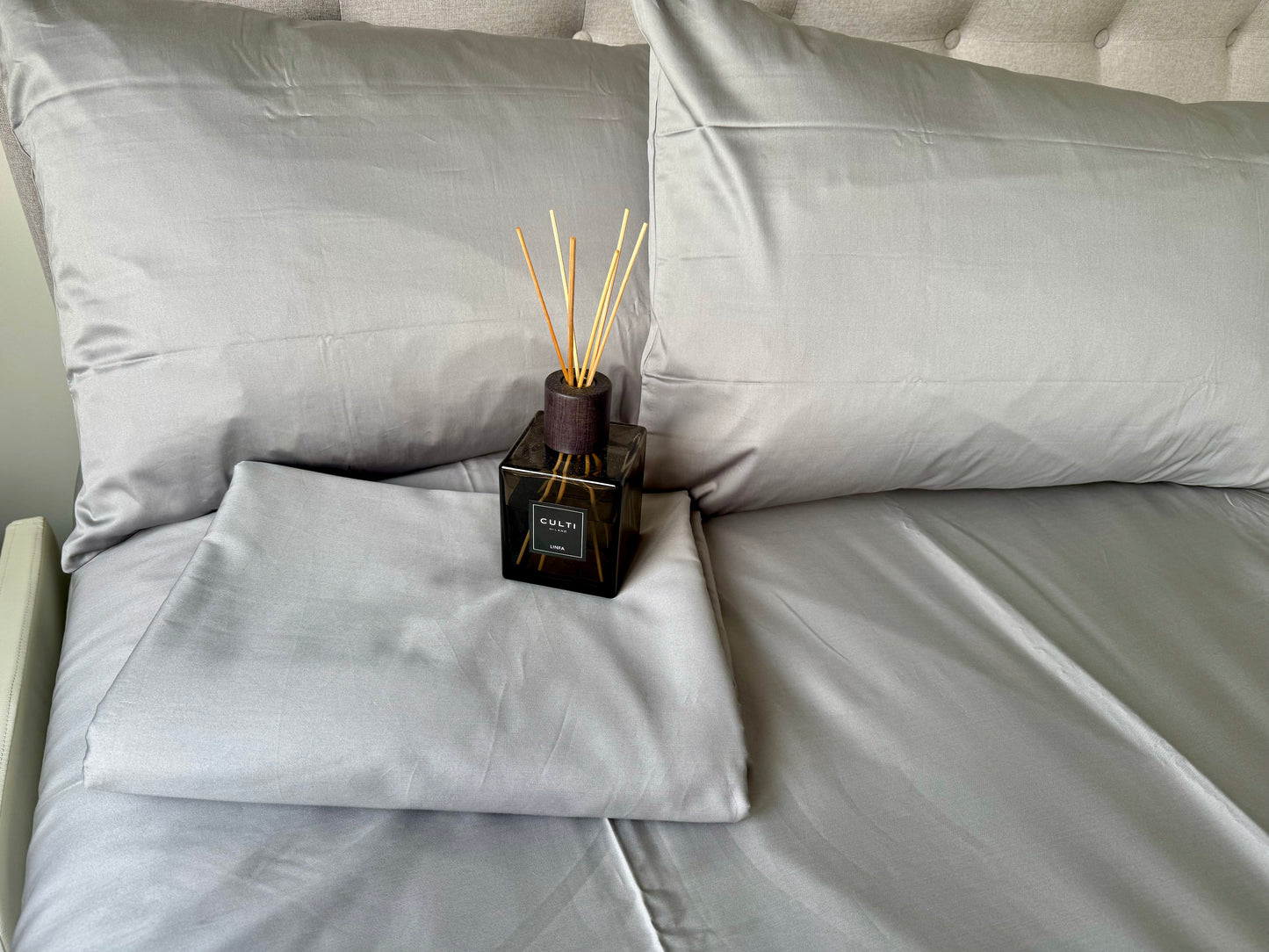 Cotton Bedding Sets - Natural Titanium - Duvet Cover + Fitted Sheet Set